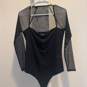 Abercrombie Black Mesh Long Sleeve Bodysuit